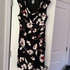 Anne Klein Pink and White Cowl Neck Sheath Dress